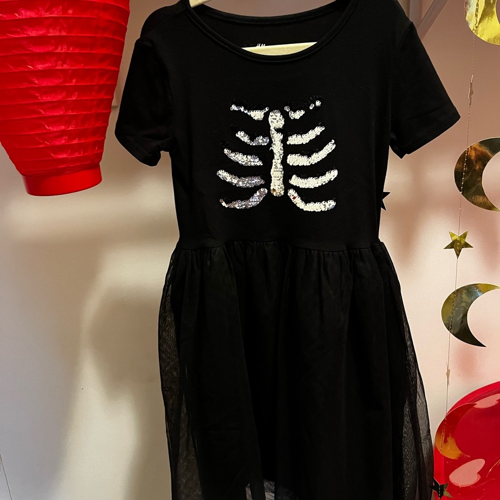 Adorable skeleton sequins tutu dress